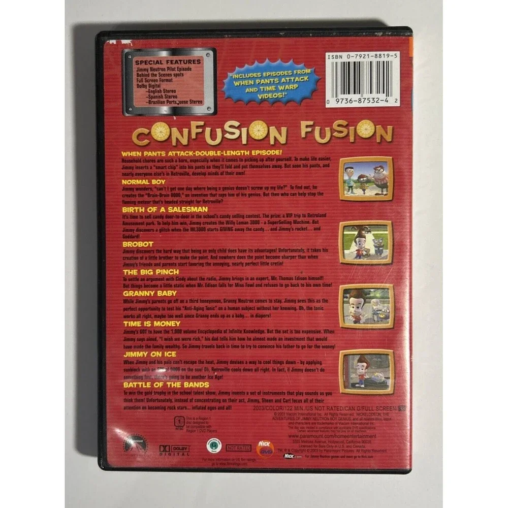 Jimmy Neutron Confusion Fusion DVD -EUC